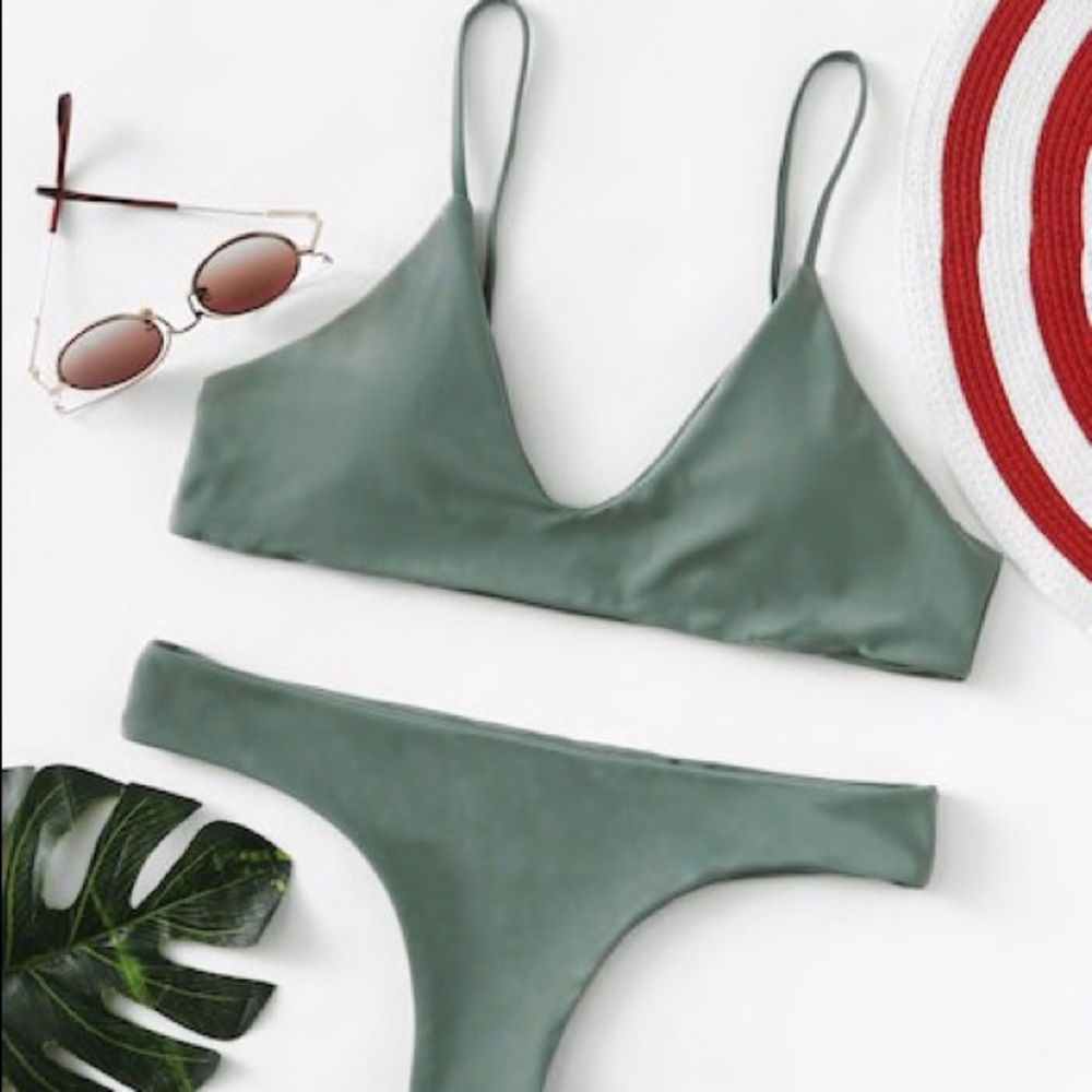 Zaful green bikini high waisted cheeky bikini